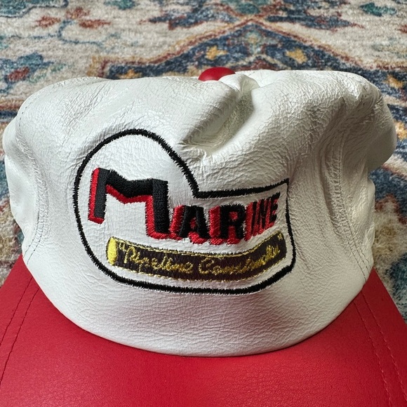 Vintage 80s Marine Construction Leather Baseball Cap - Picture 6 of 8